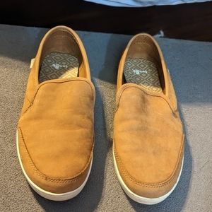 Sanuk brown loafers size 8